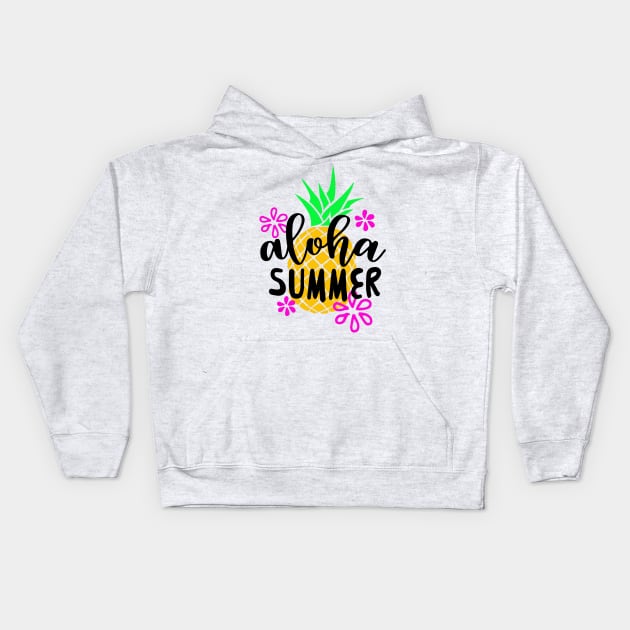 Aloha Summer Pineapple Kids Hoodie by TLSDesigns